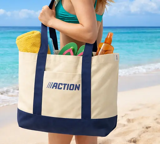 Эко-сумка для пляжа Action 52x36x15 см бежевая из плотного хлопка sum0028707 - фото 3