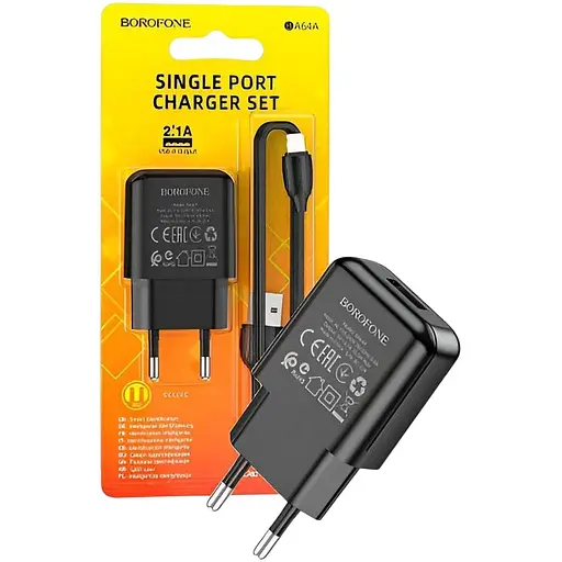 Сетевое зарядное устройство Borofone BA64A 1 x USB/2.1 A + кабель Type-C