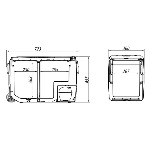 Компрессорный автохолодильник Alpicool T50 (47 литров, LG Compressor, Двухкамерный)  - фото 6