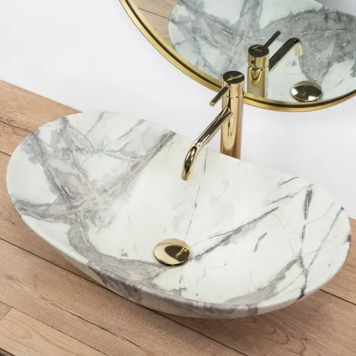 Умивальник Rea Royal sand mat накладний мармур REA-U6502, Мармур - фото 2