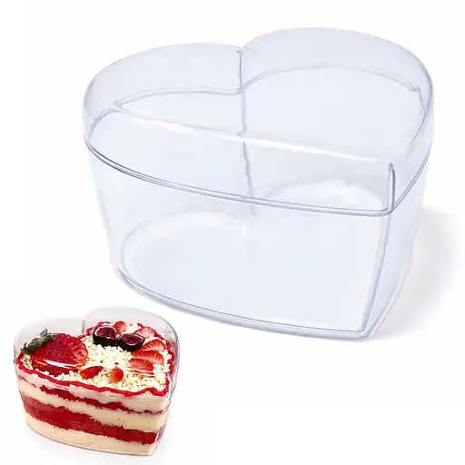 Пластиковая прозрачная коробка-контейнер для десертов с крышкой в форме сердца 9×8.5×2.5 см, многоразовая, набор 5 шт Прозрачный 88310 - фото 3