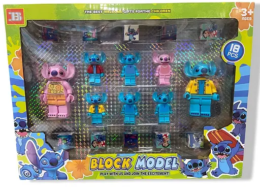 Набор игровых фигурок Block Model Стич и Ангел 8 шт. с аксессуарами (23-154)