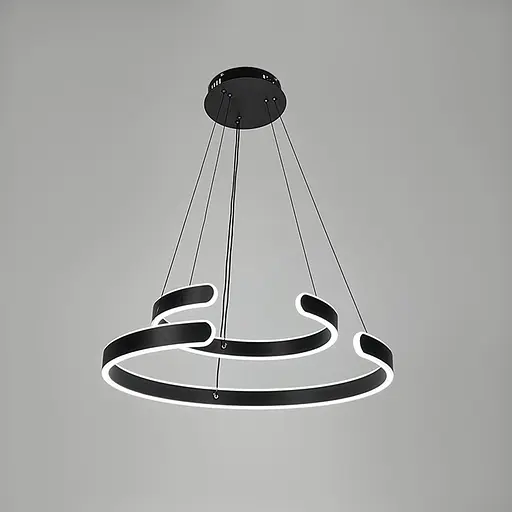 Подвесная люстра в черном двухъярусном корпусе 40+60 см Line F | Ст. 311C-600+400 BK - фото 2