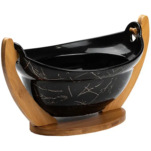 Фруктовница TS Kitchen керамическая с бамбуковой подставкой 32х18.5х15 см HP1237