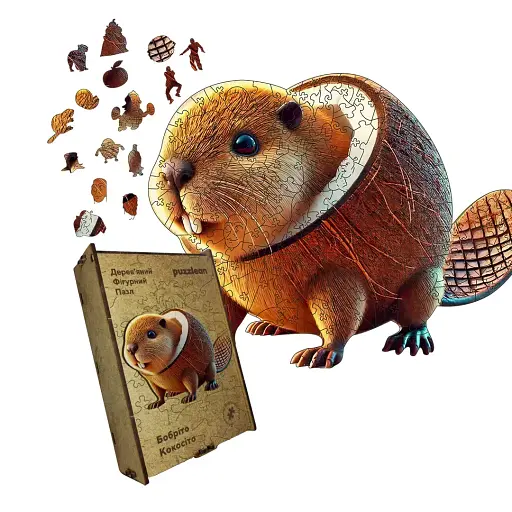 Деревянный фигурный пазл Бобрито Кокосито, А3, Деревянная коробка 200 элементов