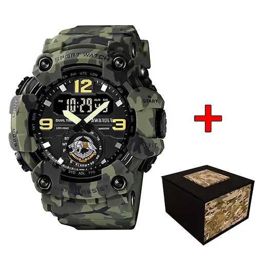 Наручные часы мужские 004CMGRSSO ССО Зеленый камуфляж + Коробка. Awarder acs0031891