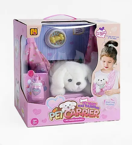 Цуценя 933-90 E звук серцебиття, сумка-перенесення, пляшечка, миска, в коробці (6946615915855) - фото 1