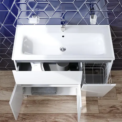 Тумба з умивальником AM.PM X-Joy підлогова 100 см права 1 ящик білий M85-FSR10036-WC10036WG38 Білий - фото 3