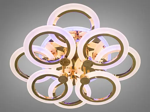 Золотая LED люстра с пультом, диммером и цветной подсветкой, 110W - фото 3