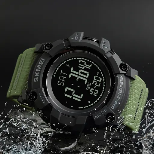 Наручний годинник чоловічий 1356AG Army Green + Compass Skmei acs0030798 - фото 3