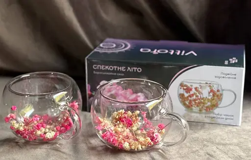 Набір скляних чашок Vittora VT-5327-270 Спекотне літо з подвійним дном 2 чашки 200 мл - фото 6