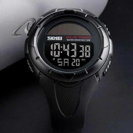 Чоловічий спортивний годинник Skmei 1405 Solar на сонячній батареї Чорний - фото 4