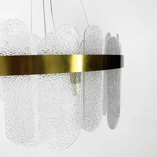 Подвесная люстра со стеклянными фактурными пластинами Ø 80 см Ст. AS129-800 AB+WT | Line F - фото 4