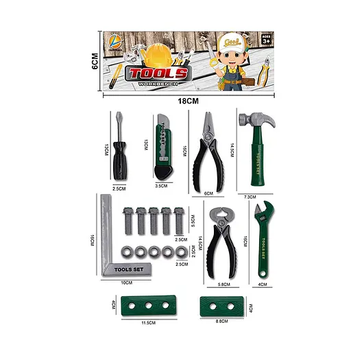 Набір інструментів 9933-K07 у пакеті 6*18см (6965013400824) - фото 1