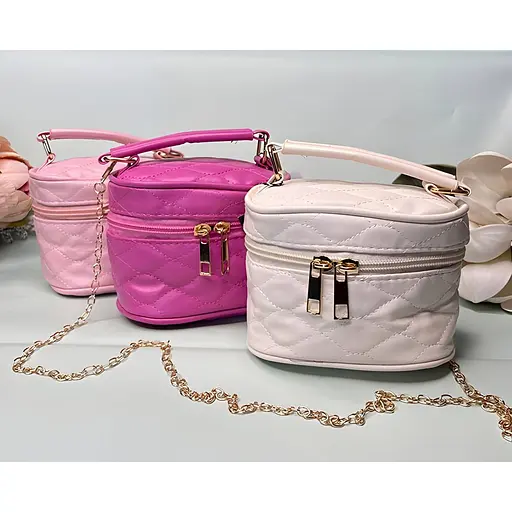 Детская сумка стеганная с ручкой бежевая (24-553) - фото 2