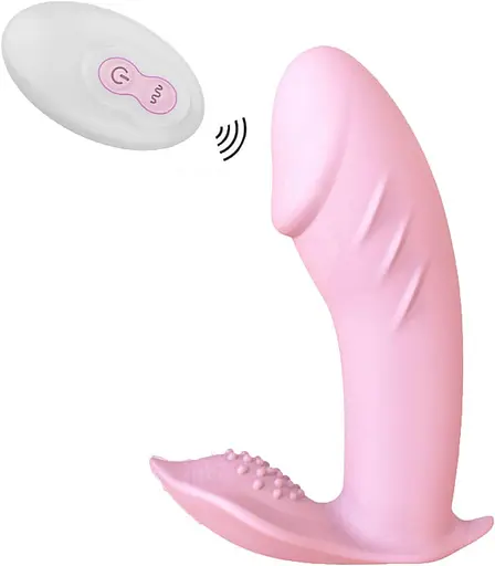 Вибратор-бабочка для женщин силиконовый с 10 режимами и пультом 96 мм розовый - фото 2