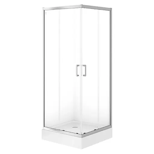 Душевая кабина Cersanit Brasco 80x80 см квадратная раздвижная прозрачное стекло на мелком поддоне хром S601-226, прозрачный, хром - фото 1