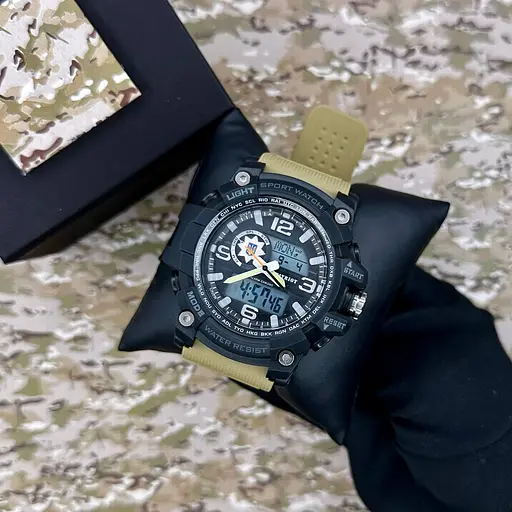 Наручний годинник чоловічий 012BKKHPO Поліція Чорні з хакі + Коробка. Patriot acs0031011 - фото 2