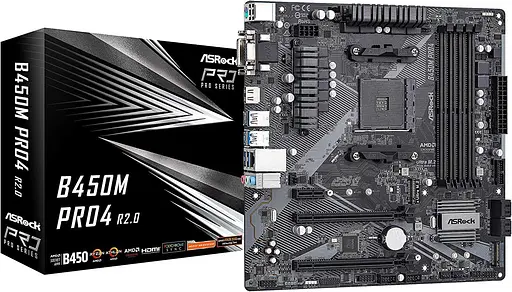 Материнская плата AsRock B450M Pro4 R2.0 (B450M Pro4 R2.0) (Socket AM4, AMD B450, Micro-ATX) - фото 7