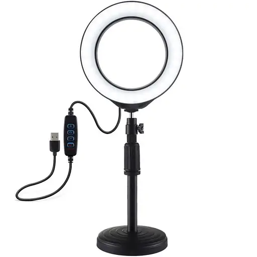 Кільцева USB LED лампа Puluz PU392 6.2"+ настільне кріплення 18-28 см - фото 1