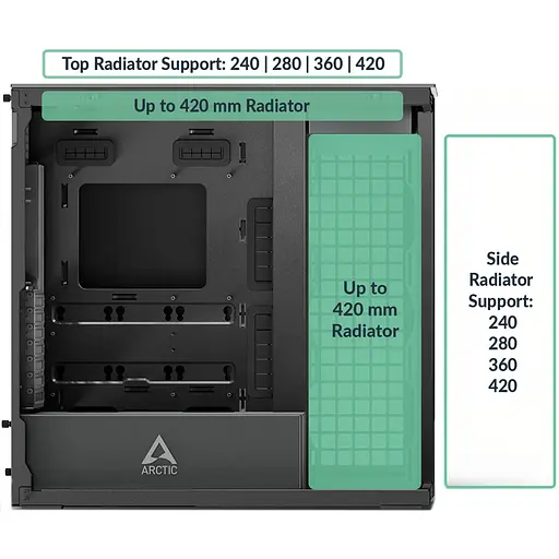 Корпус Arctic Xtender VG Mirror Black (ACPCC00019A) без блока питания - фото 12
