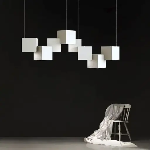 Современная геометрическая люстра CUBE в белом корпусе Ст. 988/8 WT | Line F - фото 1