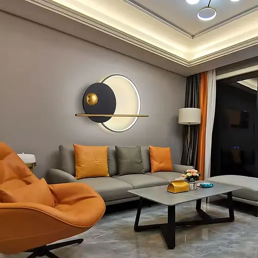 Бра у сучасному чорно-латунному корпусі 95х60 см Арт. WB46-950 Line F - фото 5