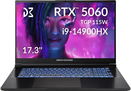 Ноутбук Dream Machines 17.3 RG5060-17UA27 2.5K 165Hz/Intel i9-14900HX/32GB/1TB/RTX 5060 8GB/DOS (RG5060-17UA27) - фото 1