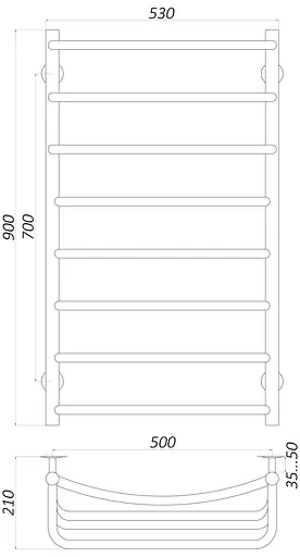 Водяна рушникосушка Unio LКD W 900-500-8 Драбинка Каскад Дуга, Хром - фото 4