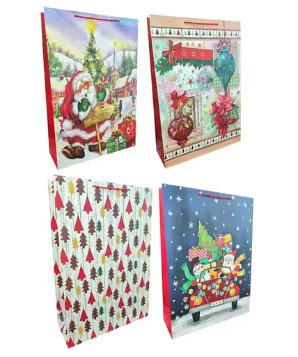 Подарочный пакет гигант картонный, 200 г/м², Новогодний микс, 51x72x18 см, 2 шт. в упаковке (в ассортименте)