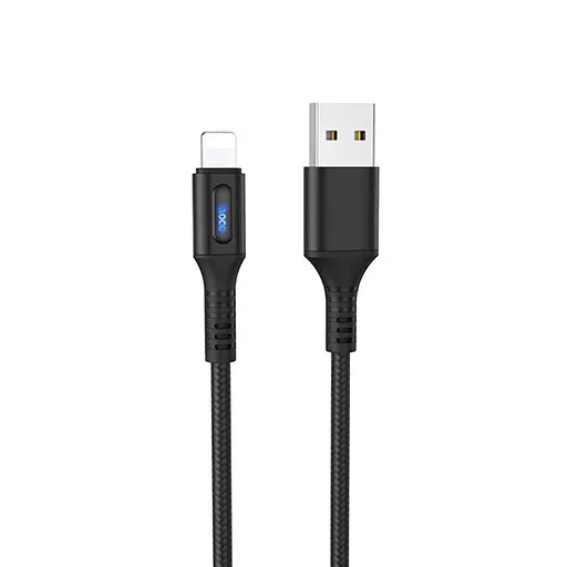 Кабель Hoco U79 с индикатором USB to Lightning 1.2 м черный - фото 1
