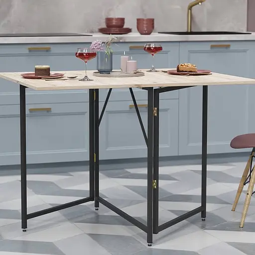 Стол трансформер книжка Вуди Ferrum-decor 75x130x90 Черный металл ДСП Дуб Сан-Марино 16 мм (FRD-106748)