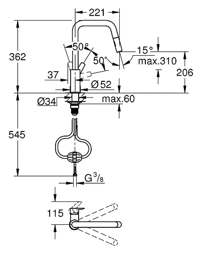Смеситель для кухни Grohe QuickFix Start 306312430 Черный матовый - фото 5