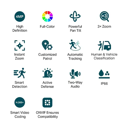 IP-камера TP-Link VIGI C540-V, PoE, 4 Мп, 2,8–12 мм, H265+, IP66, купольная, цветное ночное видение, двойной объектив, наружная - фото 3