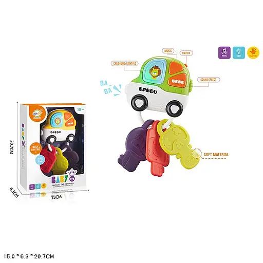 Погремушка легковая с ключиками 503-21, музыка, свет, на батарейках, 20.7x6.3x15 см - фото 2