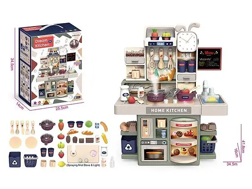 Кухня 42 T-3 высота 44см, подсветка, парогенератор, помповая подача воды, посуда, продукты, в коробке (6903317668458) - фото 1