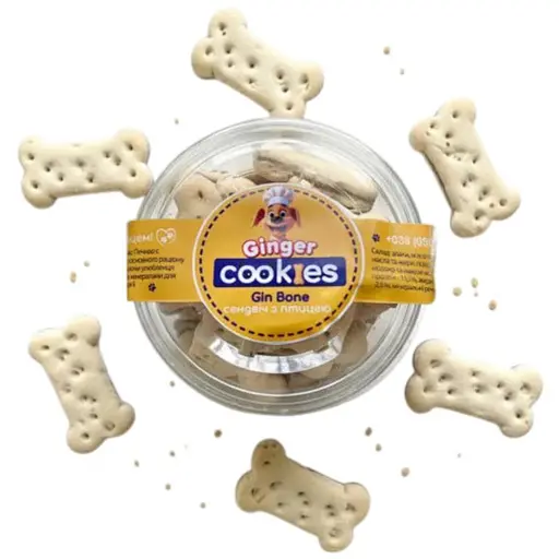 Лакомство для собак Печенье Ginger Cookies GinBone сэндвич с птицей 130 г  - фото 1