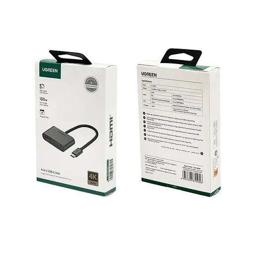Хаб UGREEN USB-C to HDMI + VGA +USB 3.0 Adapter with PD (Space Gray) - фото 2