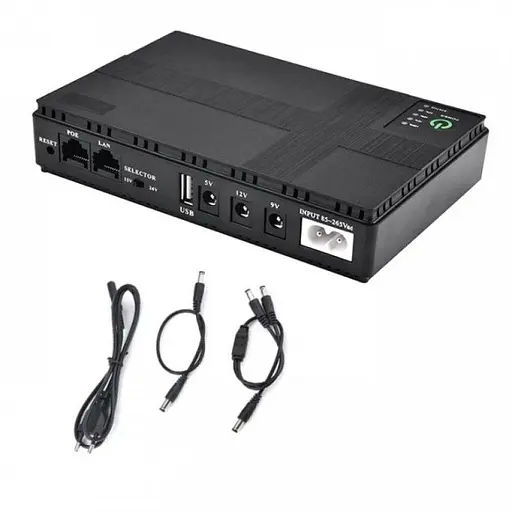 ИБП UPS для роутера 36W DC1036P, 10400 mAh Black DC 5/9/12V, 5.5x2.5mm, USB, POE для конвертера, ONU, камеры - фото 2