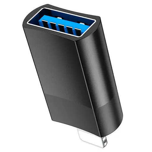 Адаптер переходник Hoco UA17 Lightning to USB 2.0 F черный - фото 5
