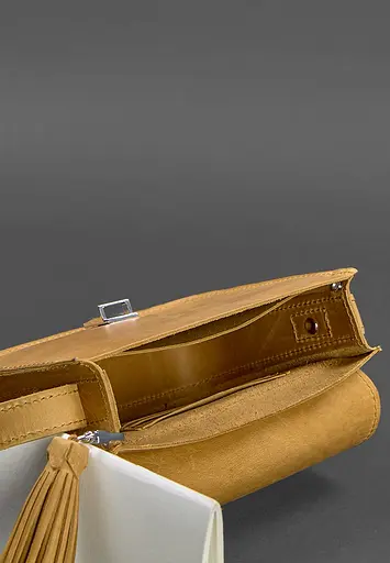 Шкіряна жіноча бохо-сумка Лілу жовта Crazy Horse - фото 4