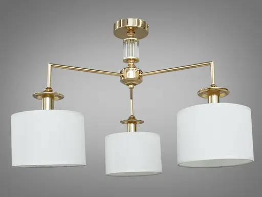 Изысканная, современная люстра с абажурами на 3 лампы Е14, цвет-золота. - фото 2