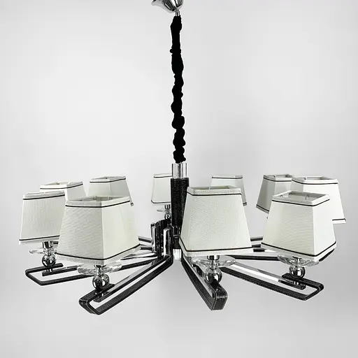 Люстра с черной экокожией на 10 абажуров Line.F S 1449/10 BK - фото 6