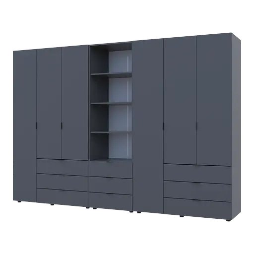 Шкаф для одежды Doros Гелар Графит 3+3ДСП с пеналом 292.4х49.5х203.4 (42005172)