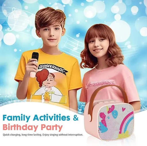 Дитяча караоке-машина, портативний Bluetooth-динамік з бездротовим мікрофоном - фото 5