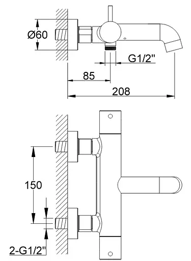 Термостат для ванни Kohlman Axel black настінний KPL-QW710AB Чорний матовий - фото 2