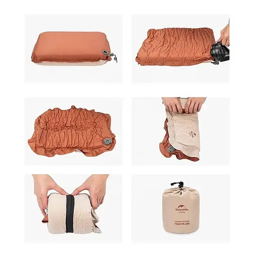 Самонадувная бесшумная подушка Naturehike NH21ZT001 (Персиковый) - фото 7