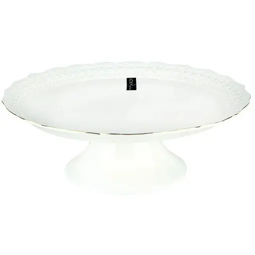 Блюдо на ніжці порцелянове біле кругле Снігова Королева Interos 24 см 0124-A