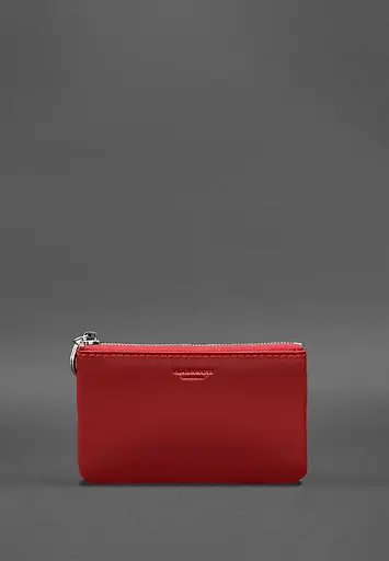 Кожаная монетница / мини-косметичка 3.0 красная краст - фото 2