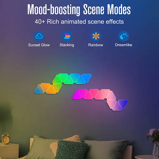 Настінний світильник Smart Triangular Quantum Light SAL-012B Bluetooth USB interface with app 6pcs White - фото 3